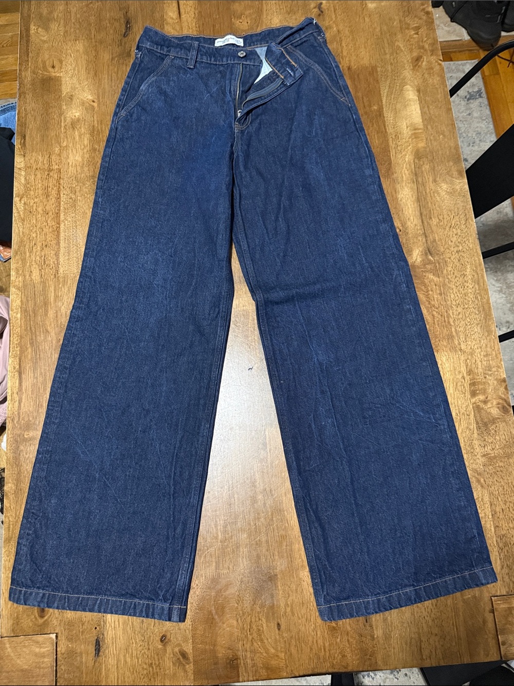 Abercrombie & Fitch Wide-Leg Dark Blue Denim Jeans